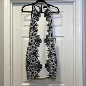 BD Darlin flower sleeveless off white black party dress size 5/6 classy